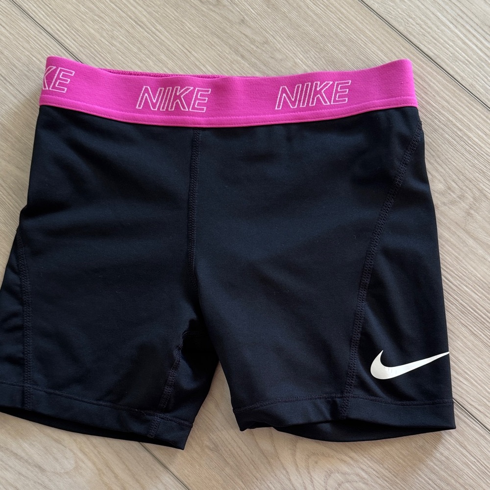 Nike Black Shorts with Pink Elastic Waistband